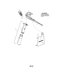 Electric Blower Diagram and Parts List for TURBOCLEAN 1000  Weed Eater Leaf Blower / Vacuum